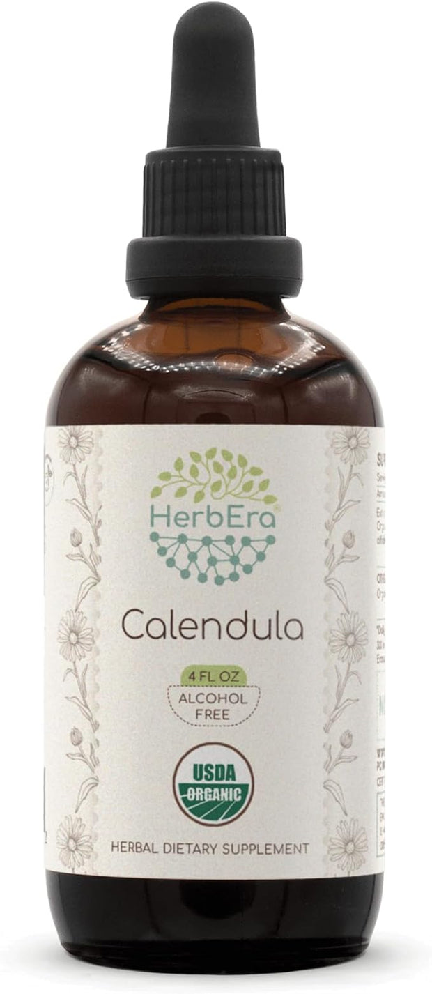 Calendula B120 USDA Organic Tincture | Alcohol-Free Extract, High-Potency Herbal Drops | Certified Organic Calendula (Calendula Officinalis) Dried Flower (4 oz)