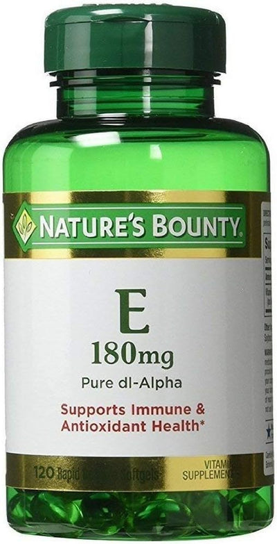 Nature's Bounty Vitamin E Pills and Supplement Softgels, Supports Antioxidant Health, 400iu, Multi, 180 mg, 120 Count (Pack of 1)