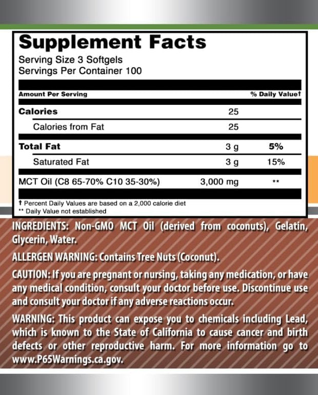 Amazing Formulas MCT Oil Supplement | 1000 Mg Per Serving | 300 Softgels | Non-GMO | Gluten-Free | Made in USA