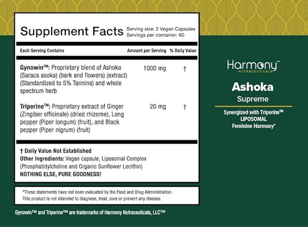 Ashoka Menstrual Feminine Wellness Ayurvedic Herbal 120 Capsules