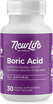 NewLife Naturals - Boric Acid Suppositories 600mg - 30 Capsules