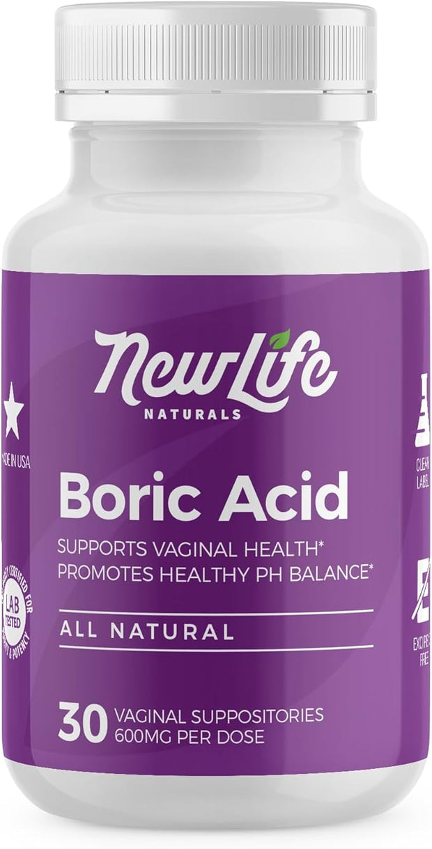 NewLife Naturals - Boric Acid Suppositories 600mg - 30 Capsules