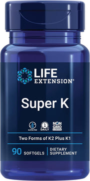 Life Extension Super K, vitamin K1, K2 mk-7, mk-7, vitamin K2 mk-4, mk-4, vitamin 3-month supply, 1 Daily, 90 softgels