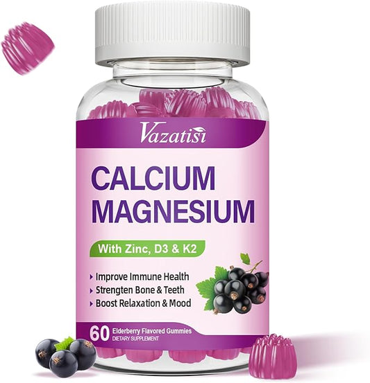 Calcium Magnesium Zinc Gummies with Vitamin D3 & K2, High 60 Gummies…