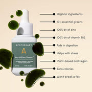 Apothékary Your Wildest Greens Tincture, All-in-One Daily Greens Superfood Supplement, Vitamin & Mineral Support, 5X Potency of Greens Powders, Sugar Free, Calorie Free, (15 Servings) 1.22oz