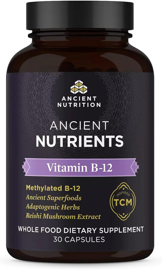 Vitamin B12 Supplement by Ancient Nutrition, 30 Capsules
