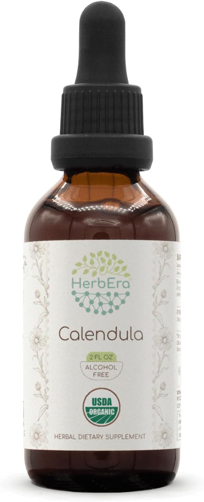 Calendula B60 USDA Organic Tincture | Alcohol-Free Extract, High-Potency Herbal Drops | Certified Organic Calendula (Calendula Officinalis) Dried Flower (2 oz)