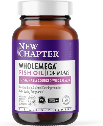 New Chapter Wholemega for Moms Fish Omega-3 + D3 for 90 ct, 500mg Softgels