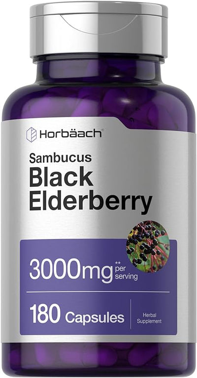 Horbäach Black Elderberry 3000mg Capsules 180 Count