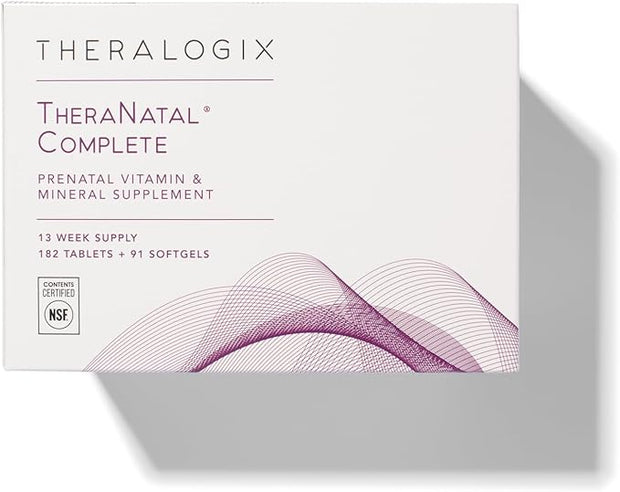 Theralogix TheraNatal Complete Prenatal Vitamin Supplement 91-Day Supply D3, Folate, B6 & 182 Tablets 91 Softgels