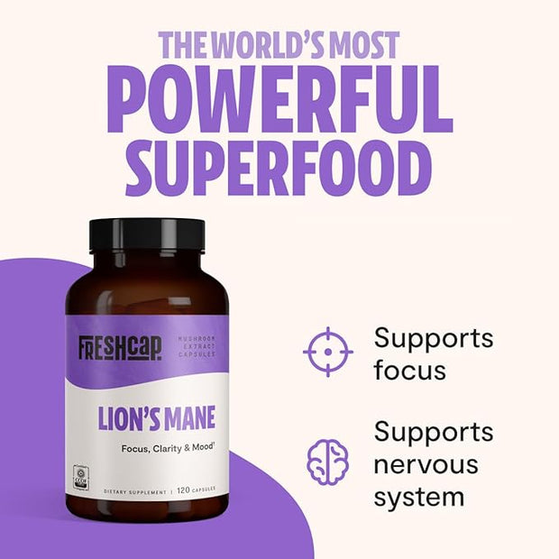 FreshCap Lions Mane Supplement Capsules (120ct)