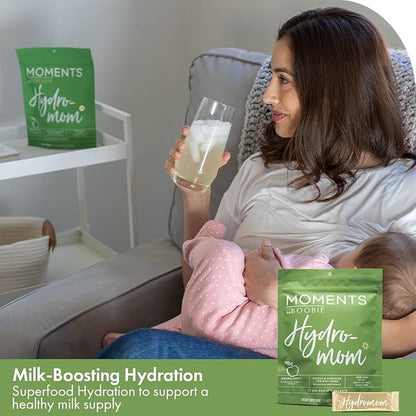 Boobie Hydromom Superfood Electrolyte Drink Mix, Strawberry Kiwi | Refreshing Energy & Hydration Boost for Mamas | On-The-Go & Travel Essentials for Pregnancy, Lactation, & Beyond, 15 Packets