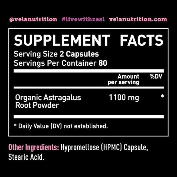 Vela’s Astragalus Capsules 1100 mg* 160 Count 3rd Party