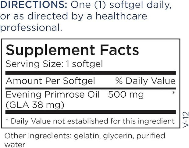 Metabolic Maintenance Evening Primrose Oil Capsules - 500mg Cold Pressed GLA + LA Supplement - Supports Balanced Hormonal Function for Women, Helps Maintain Healthy Skin (180 Softgels)