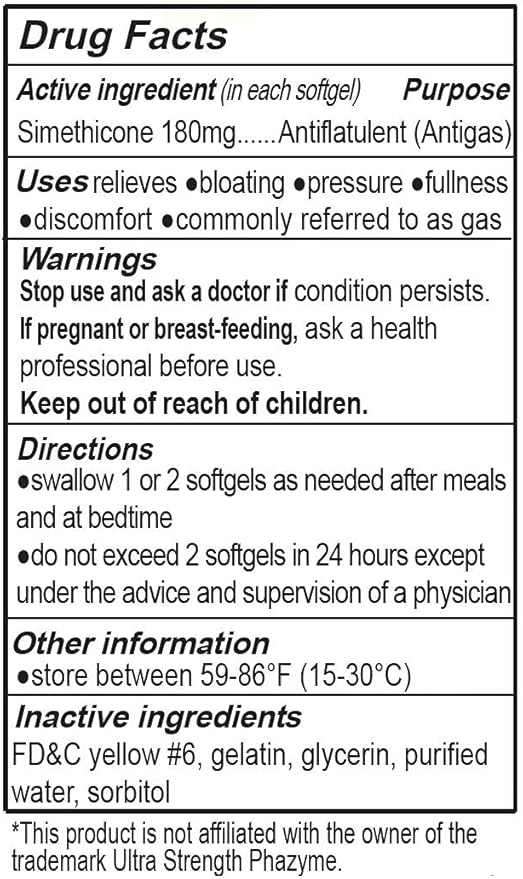 Gas Relief, Ultra Strength Simethicone 180mg, 180 Softgels