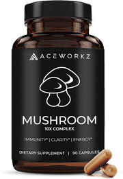 ACEWORKZ Mushroom Nootropic Brain Supplement 10 Mushroom (90 Capsules)