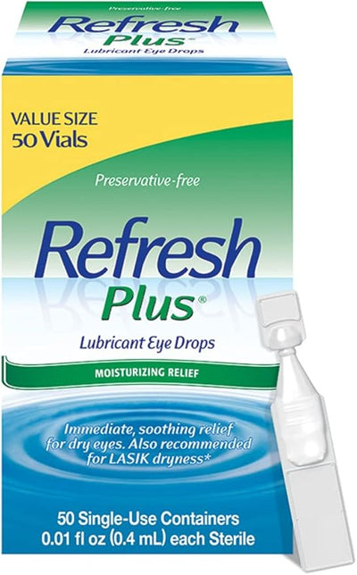 Refresh Plus Lubricant Eye Drops, Preservative-Free, 0.01 Fl 50 Count,