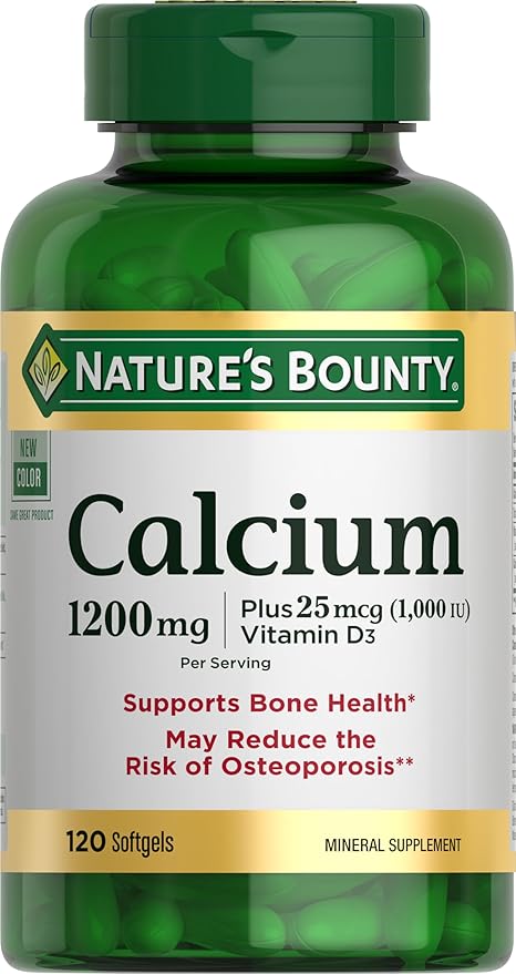 Nature's Bounty Calcium Carbonate & Vitamin 1200mg Calcium 1000IU Vitamin D3, 120 120 Softgels