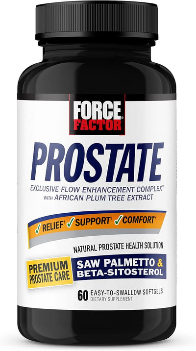 Force Factor Prostate Saw Palmetto and Beta Sitosterol Supplement for Men, Prostate Health/Size Support, Urinary Relief, Bladder Control, Reduce Nighttime Urination, 60 Softgels