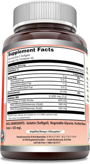 Amazing Omega Wild Alaskan Salmon Oil 2000mg Per Serving Softgels Supplement (90)