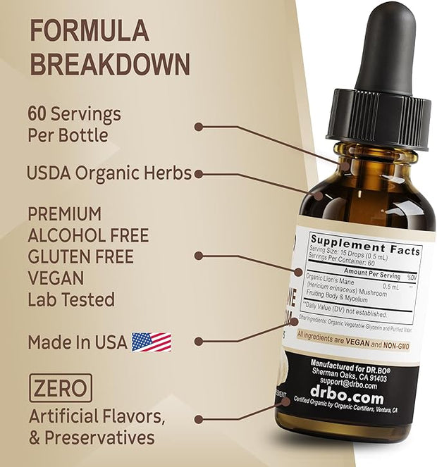 Lions Mane Mushroom Supplement Drops 1oz