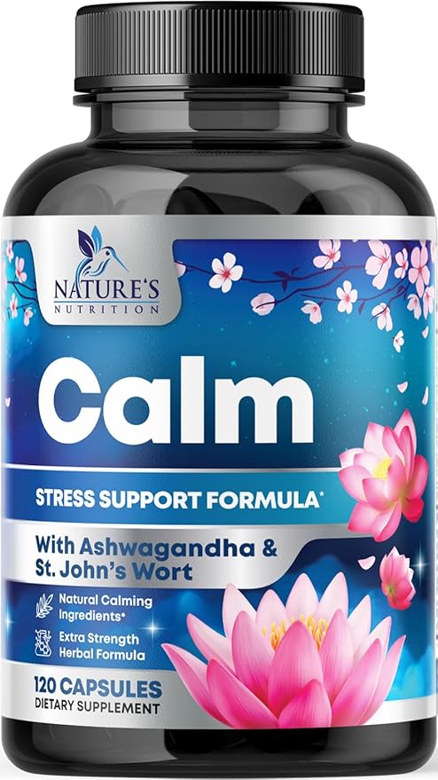Stress Support Supplements for Mood & 5-HTP, L-Theanine 120 Capsules