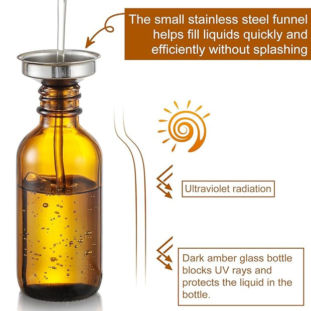 4 Pack 1 oz Glass Dropper Bottles with Measured Dropper - 30ml Dark Amber Tincture Bottles with Graduated Calibrated Glass Eye Droppers (1ml) for Essential Oils, Liquids - Leakproof Travel Bottles