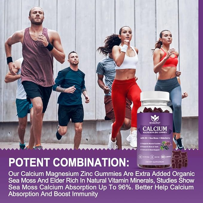 Calcium Magnesium Zinc Gummies with Vitamin D3 60 Gummies (2 Pack)
