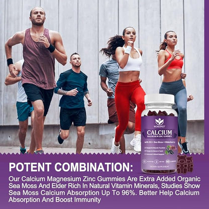 Calcium Magnesium Zinc Gummies with Vitamin D3 60 Gummies (2 Pack)