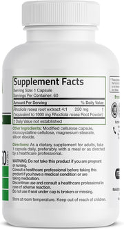 Bronson Rhodiola Rosea Vegetarian Capsules 60 Count