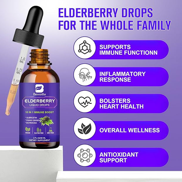 Elderberry Syrup | Black Elderberry Liquid D3 | 30 Servings