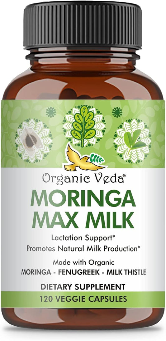 Organic Veda Moringa Max Milk Lactation Supplement 120 Count