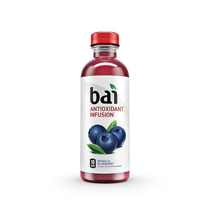 Bai Flavored Water, Brasilia Blueberry, Antioxidant Infused Drinks, 18 Fluid Ounce Bottle (Pack of 12)