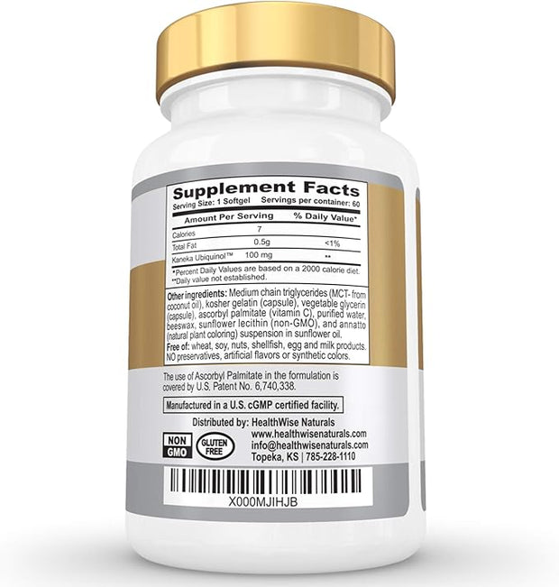 Ultimate CoQ10 UBIQUINOL 100mg - Over 4X More Effective: Maximum Absorption & Potency - Non-GMO/Soy Free - Kaneka Ubiquinol - 60 Liquid Softgels
