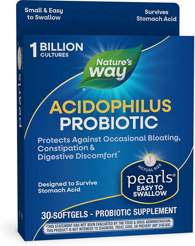 Nature's Way Acidophilus Probiotic Pearls, Supports 1 Billion 30 Softgels