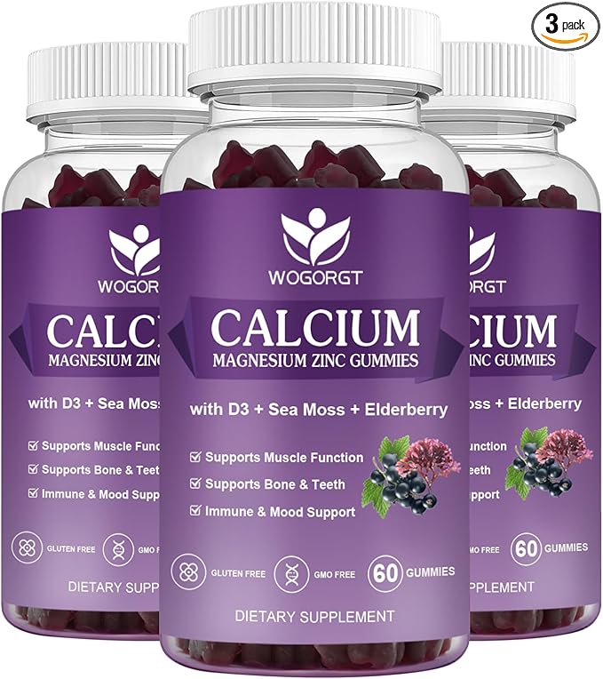 Calcium Magnesium Zinc Gummies with Vitamin D3 60 Gummies (3 Pack)