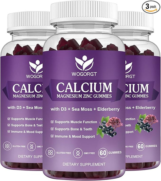 Calcium Magnesium Zinc Gummies with Vitamin D3 60 Gummies (3 Pack)