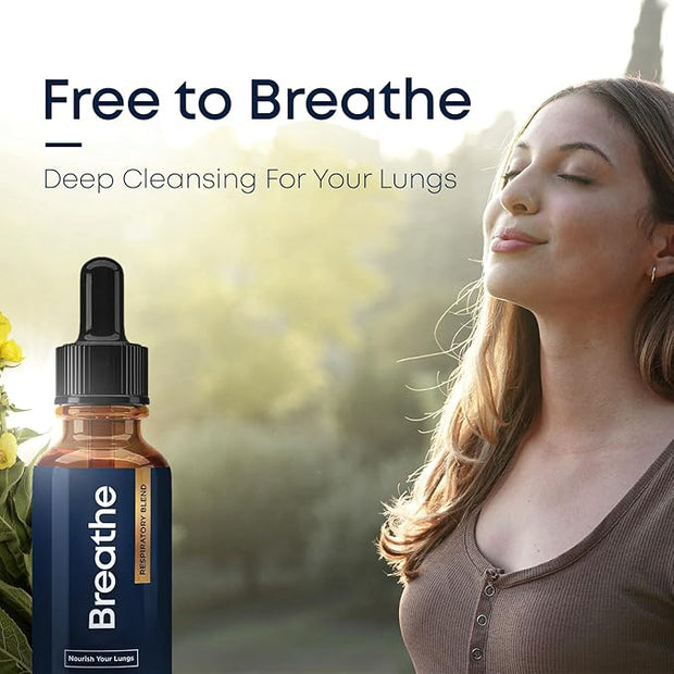 BREATHE 8-IN-1 Mullein Drops For Lungs Detox & Lung Cleanse | Peppermint, Thyme & Mullein Leaf Extract For Lungs | Lung Support Supplement For Breathing & Respiratory System- 2 fl.oz, 1 Month Supply