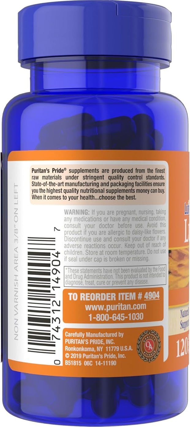 Puritan's Pride Lutein and Zeaxanthin Supplements for Eyes, Zeaxanthin 800mcg plus Lutein 20mg Once Daily Softgels, 240 Day Supply - 120 Count (Pack of 2) (Package May Vary)