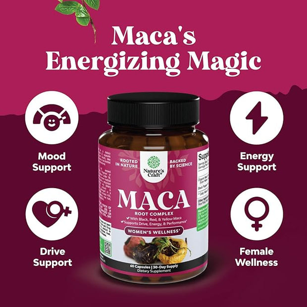 Organic Maca Root Capsules for Women 60ct