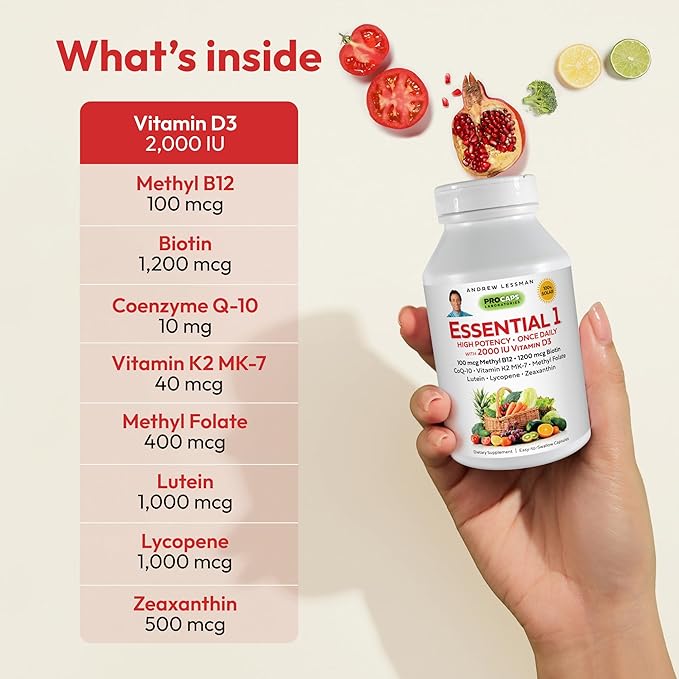 ANDREW LESSMAN Essential-1 Multivitamin 2000 IU D3 30 30 Small 100 mcg B12. CoQ10 CoQ10 Lutein
