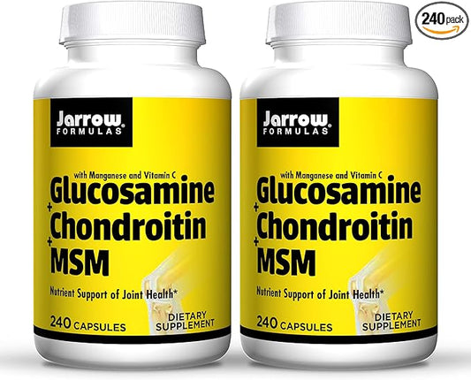 Jarrow Formulas Glucosamine + Chondroitin + MSM 240 Capsules, 2 - 120 Total