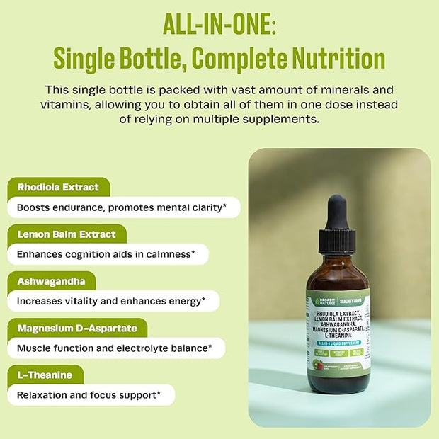 Ashwagandha Liquid Drops Infused with Magnesium, 60mL)