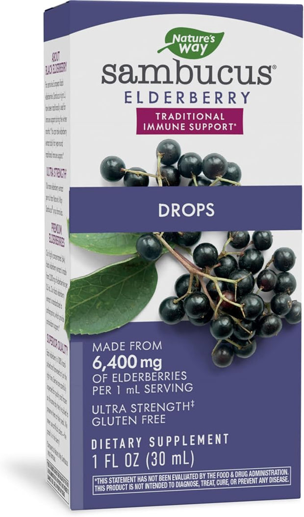 Nature's Way Sambucus Elderberry Drops 6400mg of 1 mL, 1 Fl.