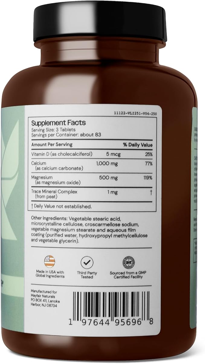Calcium Magnesium and Vitamin D Complex, 250 Tablets,