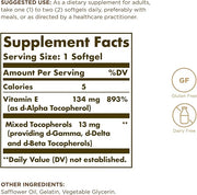 SOLGAR Vitamin E 200 IU - 100 Softgels, Pack of 2 - Natural Antioxidant, Immune System Support - Gluten Free, Dairy Free - 200 Total Servings