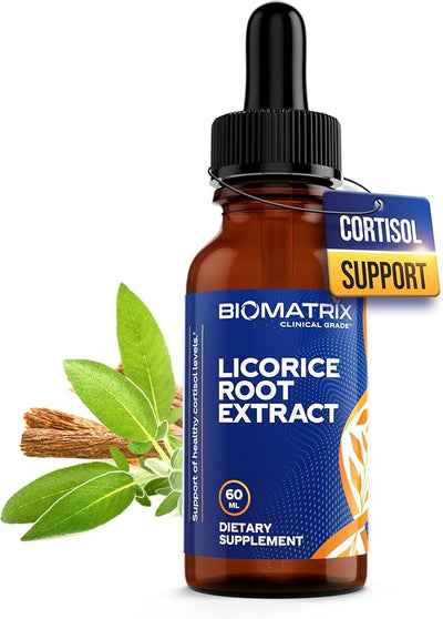BioMatrix Licorice Root Extract (1200 Drops 2 fl. oz) More Active Ingredient Than Competing Brands (0.87 mg Glycyrrhizin per Drop), Less Doses Needed, Concentrated, Raise Cortisol, Energy