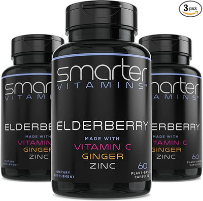 (3 Pack) Smarter Elderberry Capsules + 180 Vegan