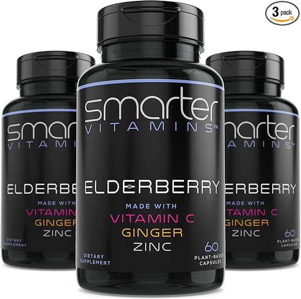 (3 Pack) Smarter Elderberry Capsules + 180 Vegan
