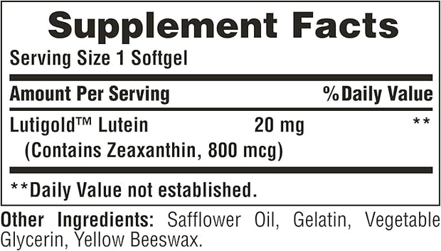 Puritan's Pride Lutein and Zeaxanthin Supplements for Eyes, Zeaxanthin 800mcg plus Lutein 20mg Once Daily Softgels, 240 Day Supply - 120 Count (Pack of 2) (Package May Vary)